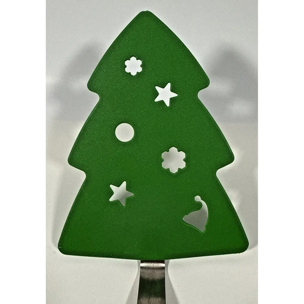 Unbranded Christmas Spatula and Pie Server Set OS Green Santa Tree Glitter
